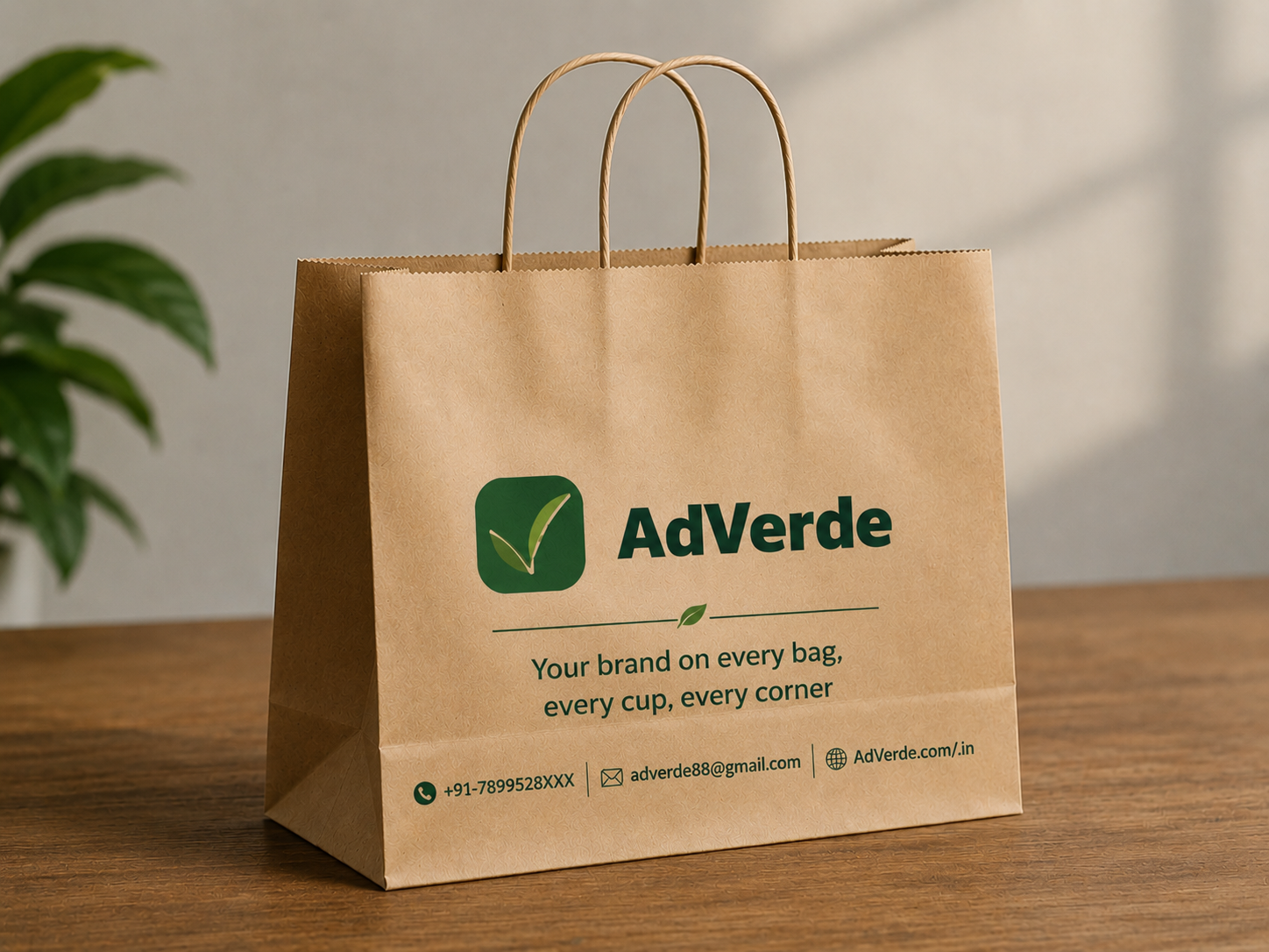 AdVerde branded kraft paper shopping bag